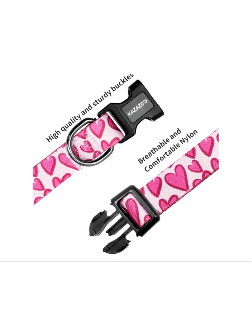 NEW Pink Heart Print Dog Collar Adjustable XS